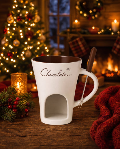 White Christmas Chocolate Fondue Mug